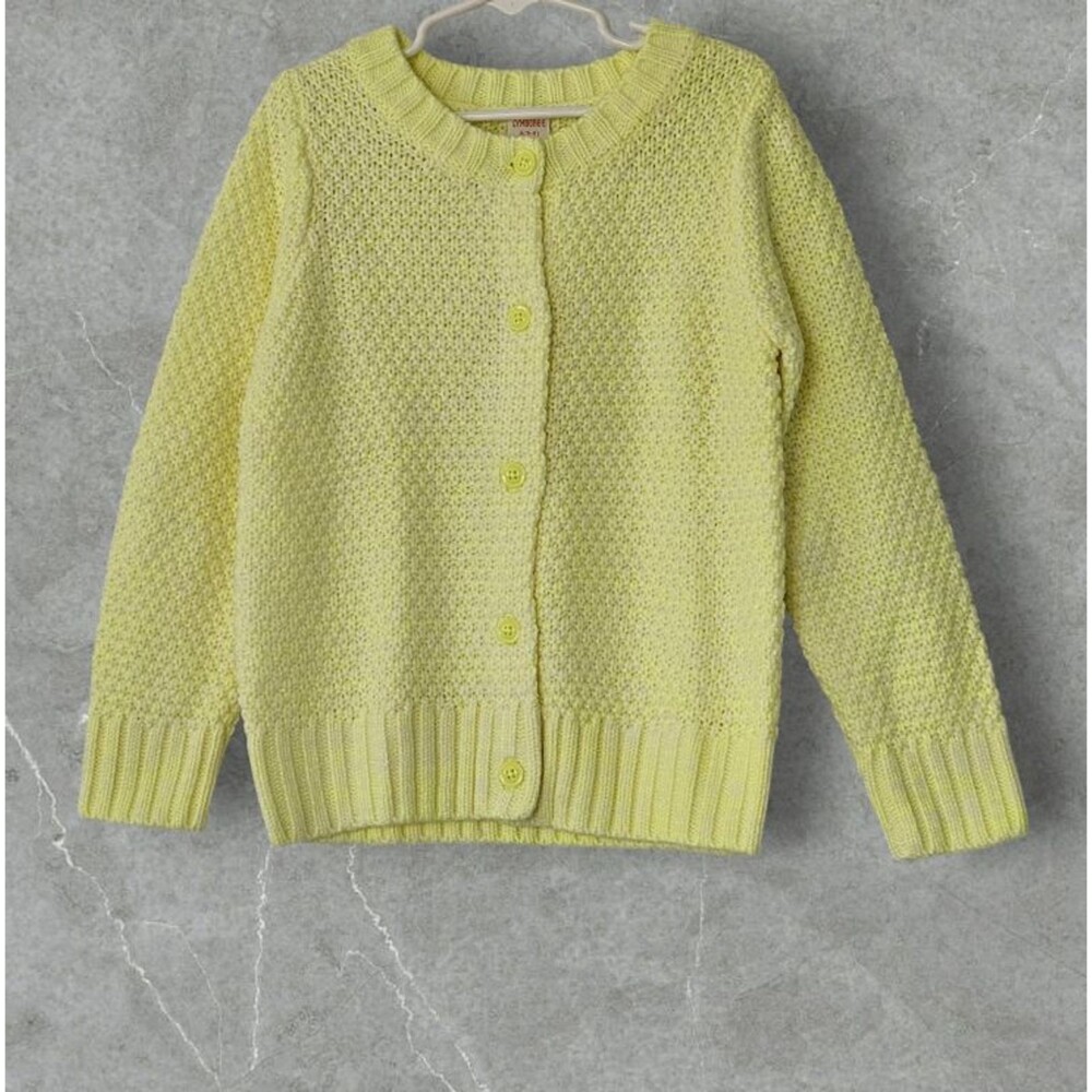 Gymboree Girls Long Sleeve Button Up Yellow and White Blend Knit Sweater Size M